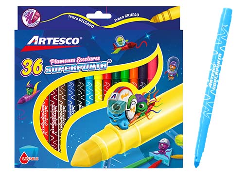 MARCADORES SUPERPUNTA 36 COLORES LAVABLES